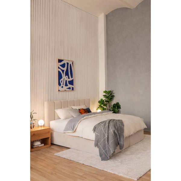 Pat boxspring bej 160x200 cm Olia Bold Line – Bonami Selection-image-1