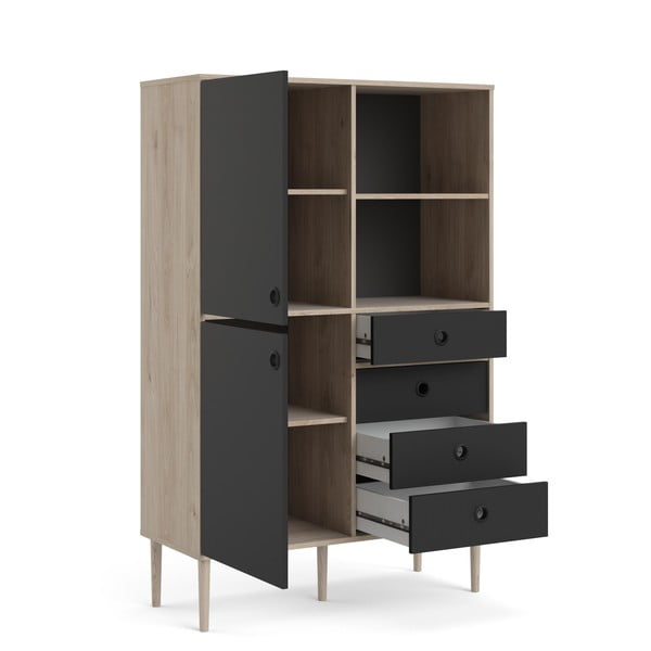 Comodă neagră cu ramă cu aspect de stejar Tvilum Rome, 99x154 cm-image-3