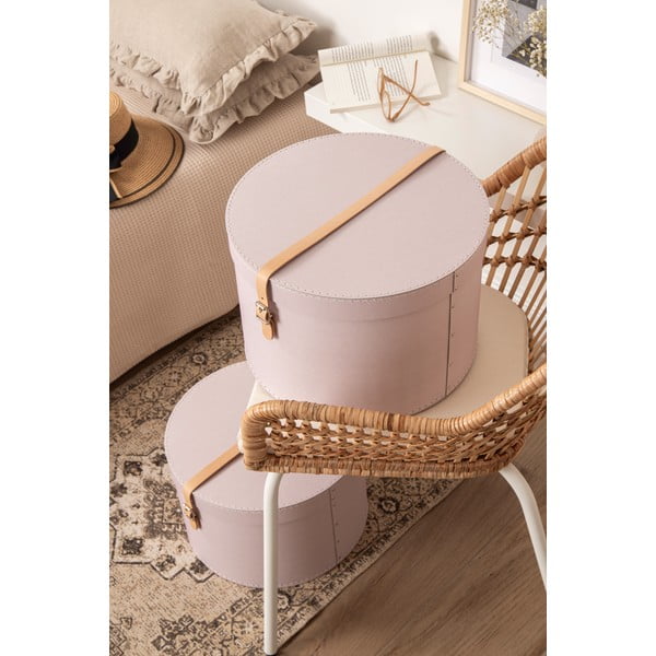 Cutii de depozitare roz-deschis 2 buc. din carton cu capac ø 37,5x25 cm Rut Restore Paper Laminate – Bigso-image-2