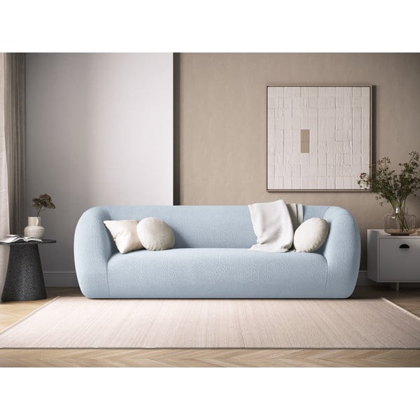 Canapea albastru-deschis cu tapițerie din stofă bouclé 230 cm Essen – Cosmopolitan Design-image-1
