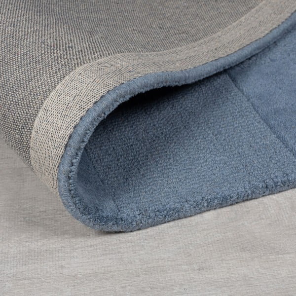 Covor tip traversă albastru închis țesut manual din lână 60x230 cm Checkerboard – Flair Rugs-image-2