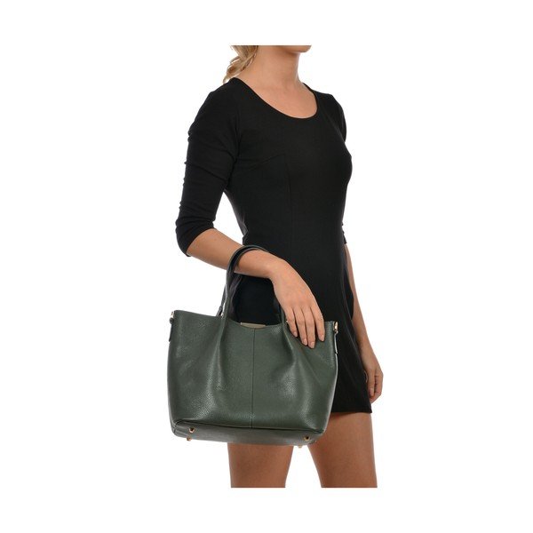 Geantă damă din piele Carla Ferreri Camilla, verde-image-4
