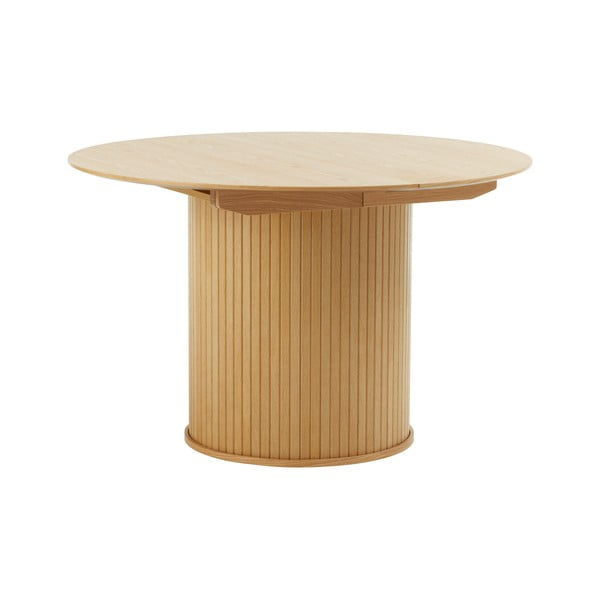 Masă de dining rotundă extensibilă cu aspect de lemn de stejar ø 120 cm Nola – Unique Furniture-image-1