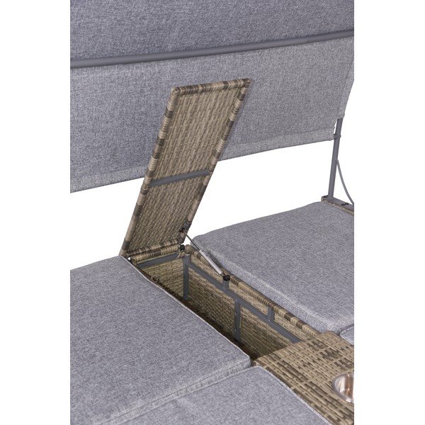 Șezlong de grădină gri din metal și ratan artificial cu două locuri Pescara – Garden Pleasure-image-4