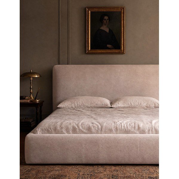 Pat matrimonial bej tapițat cu spațiu de depozitare cu somieră 160x200 cm Colonel – Cosmopolitan Design-image-3