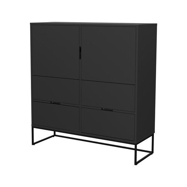 Dulap cu 2 uși și 4 sertare, MISTY Tenzo Lipp, înălțime 127 cm, negru-image-3