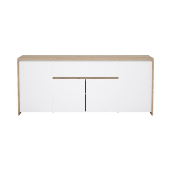 Comodă albă-în culoare naturală cu aspect de lemn de stejar 197x84x48 cm Next – Tvilum