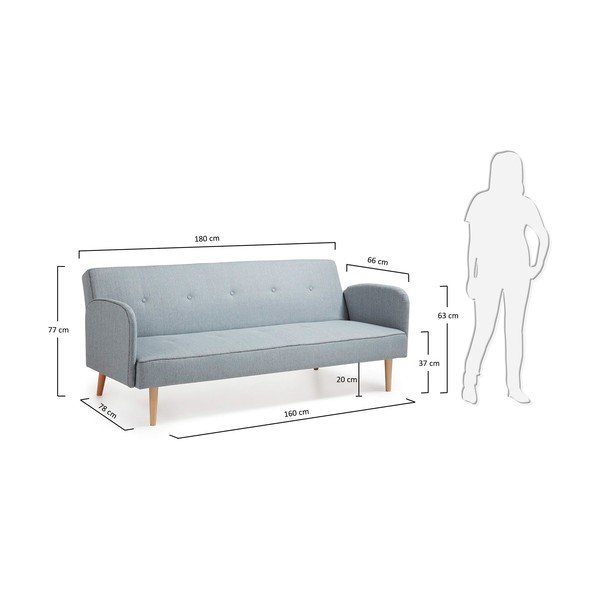 Canapea extensibilă Kave Home Kail, gri deschis-image-3