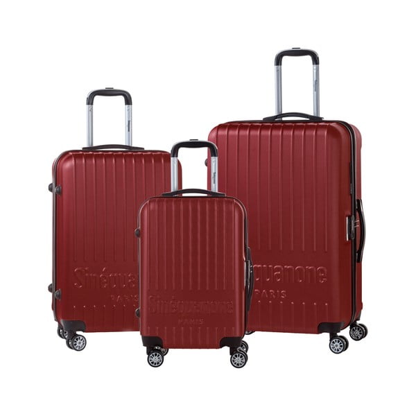Set 3 valize călătorii pe roți cu încuietoare metalică SINEQUANONE, roșu