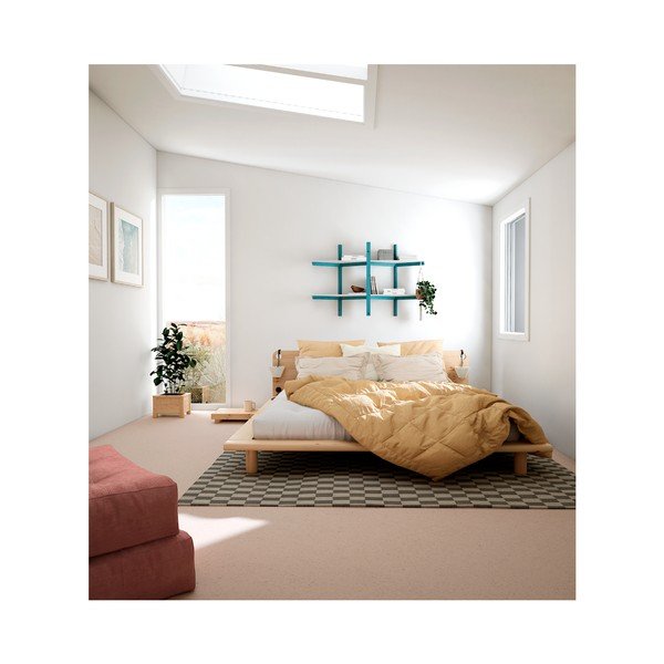 Pat matrimonial  din lemn masiv de pin cu somieră 180x200 cm Peek – Karup Design-image-1