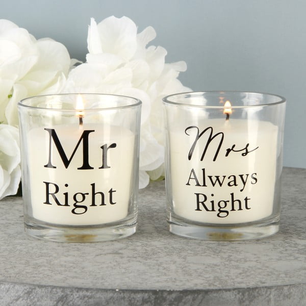 Set 2 lumânări cu aromă de bumbac Amore Mr. Right and Mrs. Always Right, 18 ore ardere