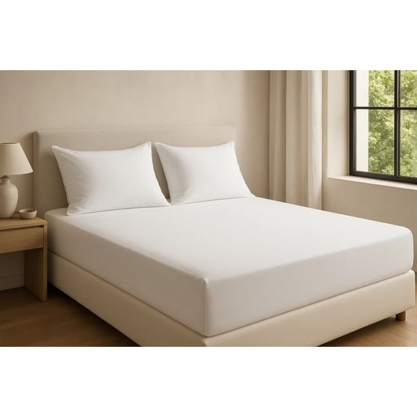 Cearceaf alb din bumbac ranforcé cu elastic 200x140 cm Ranforce – Mila Home Luxury-image-2