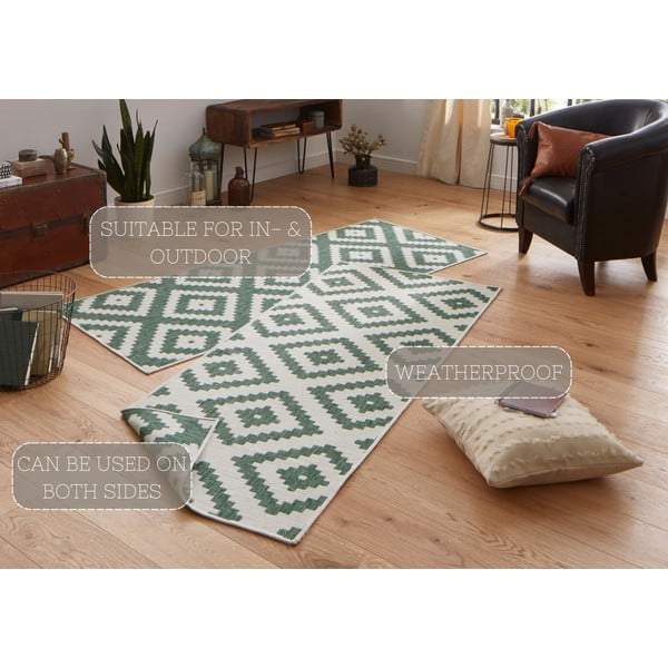 Covor reversibil adecvat pentru interior și exterior verde-crem  80 x 345 cm Malta - NORTHRUGS-image-4