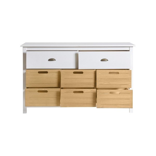 Comodă cu 8 sertare din lemn masiv de pin Marckeric Ibiza, alb-image-3