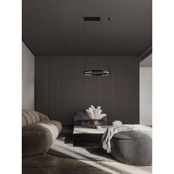 Lustră negru-mat LED cu intensitate reglabilă din aluminiu ø 40 cm Lunette – Nova Luce-image-1