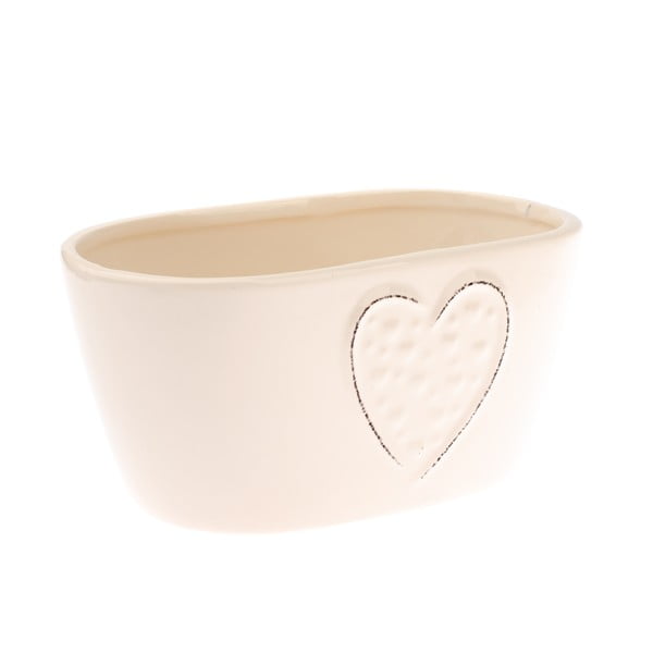 Ghiveci din ceramică Dakls Heart, înălțime 11,2 cm, crem