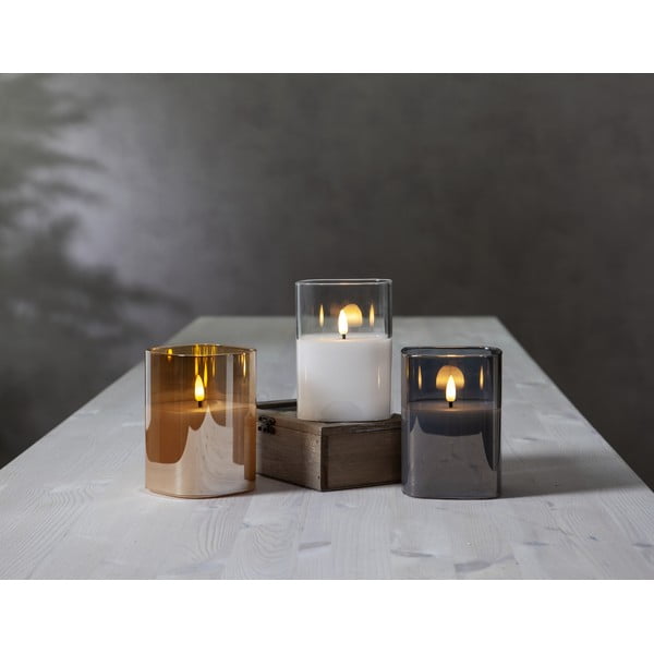 Lumânare de ceară cu LED Star Trading Flamme, înălțime 12,5 cm, gri-image-3