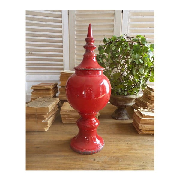 Recipient din ceramică cu capac Orchidea Milano, 49 cm, roșu