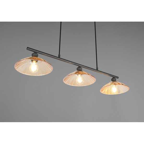 Lustră neagră/chihlimbar din metal cu abajur din sticlă Eluna – Reality-image-2