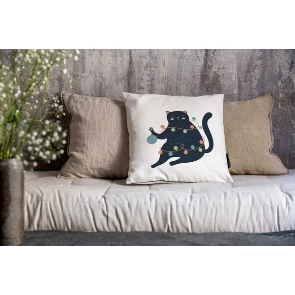 Față de pernă 45x45 cm  cu model de Crăciun Festive Cat – Butter Kings-image-1