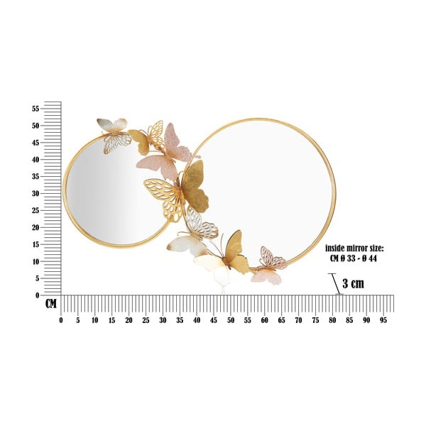 Oglindă de perete Mauro Ferretti Farfalle, 81 x 52,5 cm, auriu - roz-image-2