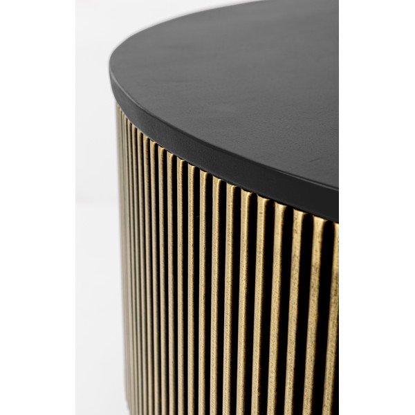 Măsuță de cafea neagră/aurie rotundă cu blat din lemn de mango ø 90 cm Virat – Bizzotto-image-4