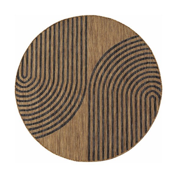 Covor pentru exterior și interior negru/maro rotund ø 160 cm Mira 1453 – Ayyildiz Carpets