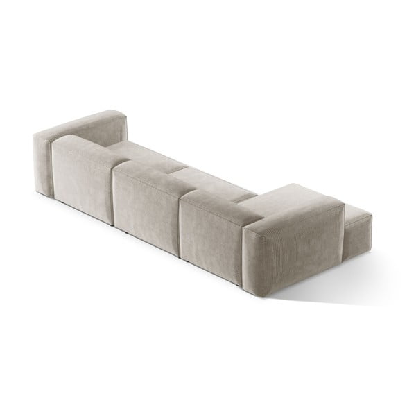 Colțar bej cu tapițerie din catifea reiată  (cu colț pe partea stângă/cu șezlong) Bergamo – Cosmopolitan Design-image-4