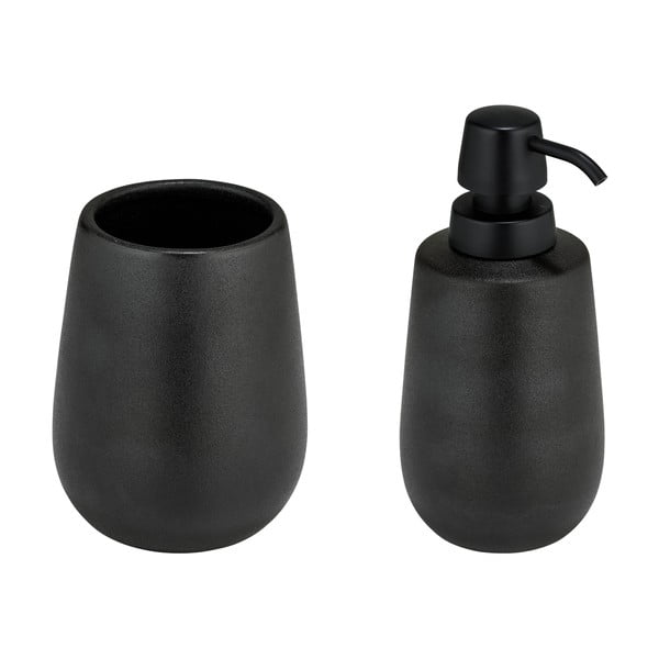 Set de accesorii de baie negru din ceramică Nerno – Wenko