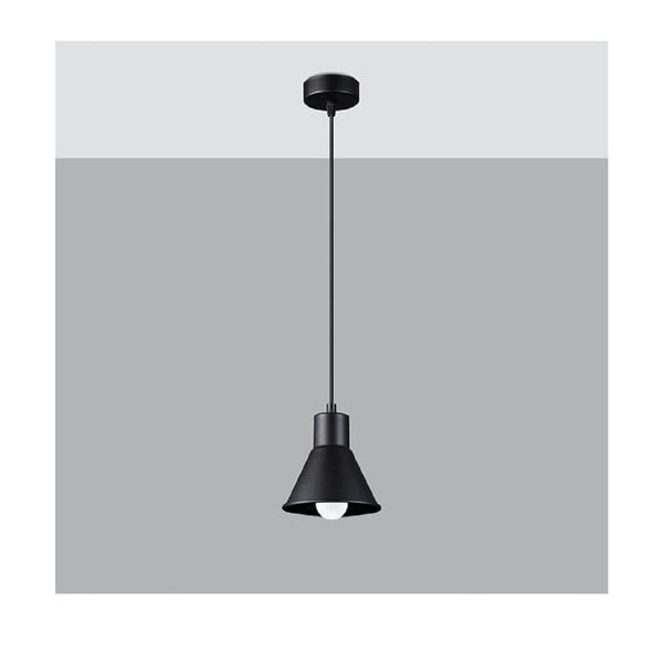 Lustră neagră cu abajur din metal 14x14 cm Martina - Sollux-image-1