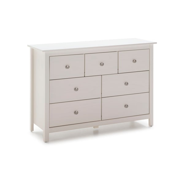 Comodă albă joasă din lemn de pin 110x80 cm Berna – Marckeric-image-2