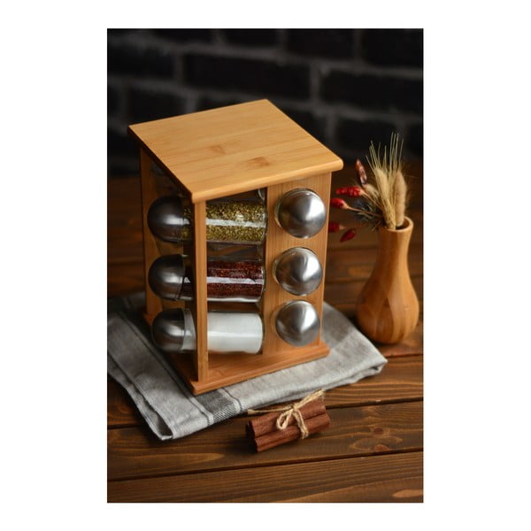 Suport cu 12 recipiente pentru condimente Bambum Fotina-image-1