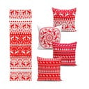 Set 4 fețe de pernă și un napron de masă cu model de Crăciun Minimalist Cushion Covers Christmas