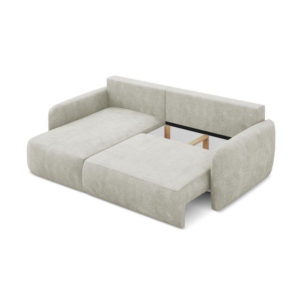 Colțar crem extensibil/cu spațiu de depozitare cu tapițerie din chenille (cu colț pe partea stângă/cu șezlong) Lilo – Makamii-image-3