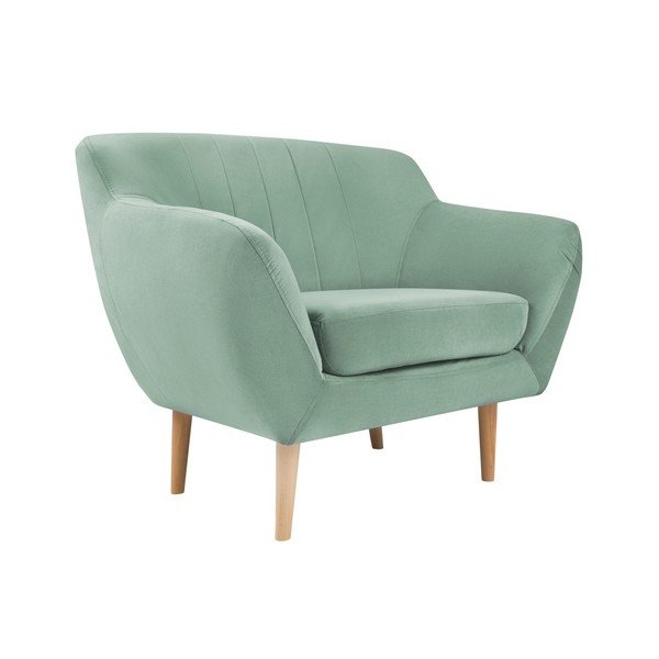 Fotoliu cu tapițerie din catifea Mazzini Sofas Sardaigne, verde mentol-image-2