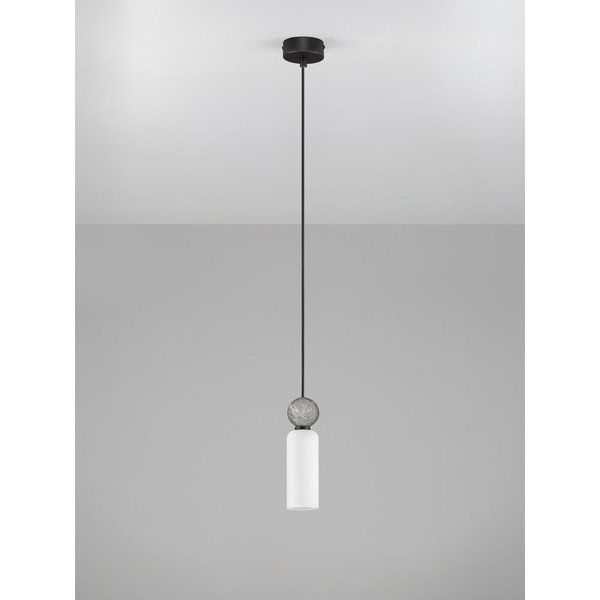 Lustră negru-mat din piatră cu abajur din sticlă ø 6 cm Filomena – Nova Luce-image-3