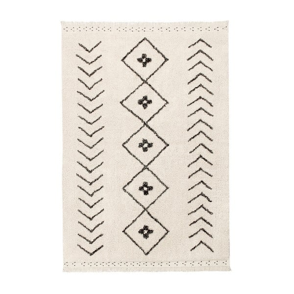 Covor crem lavabil/țesut manual din bumbac 170x240 cm Bereber Rhombs – Lorena Canals