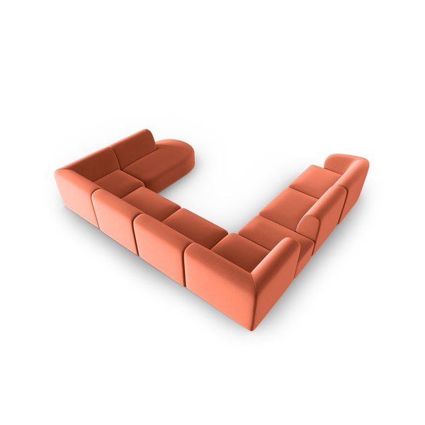 Colțar roz cu tapițerie din catifea (cu colț pe partea stângă, în formă de "U") Paolo – Milo Casa-image-3