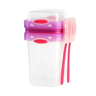 Cutie pentru prânz cu tacâmuri Vialli Design, 650ml+230m, roz