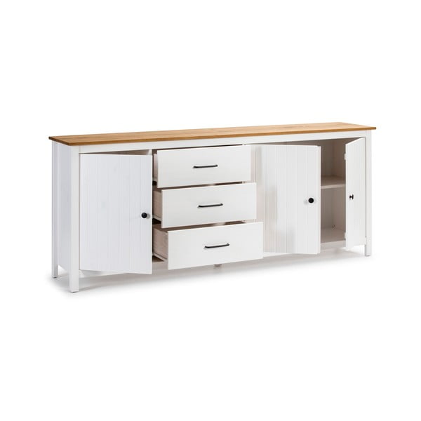 Comodă albă joasă din lemn de pin 190x80 cm Miranda – Marckeric-image-4
