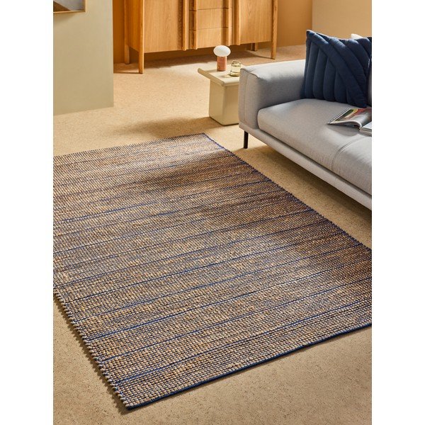 Covor albastru țesut manual din amestec de iută 120x170 cm Hurley – MADE-image-1