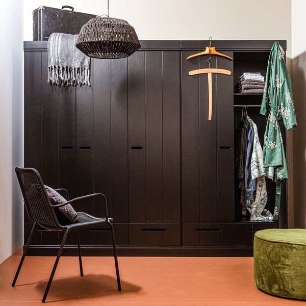 Șifonier din lemn de pin negru 94x195 cm Connect - WOOOD-image-1