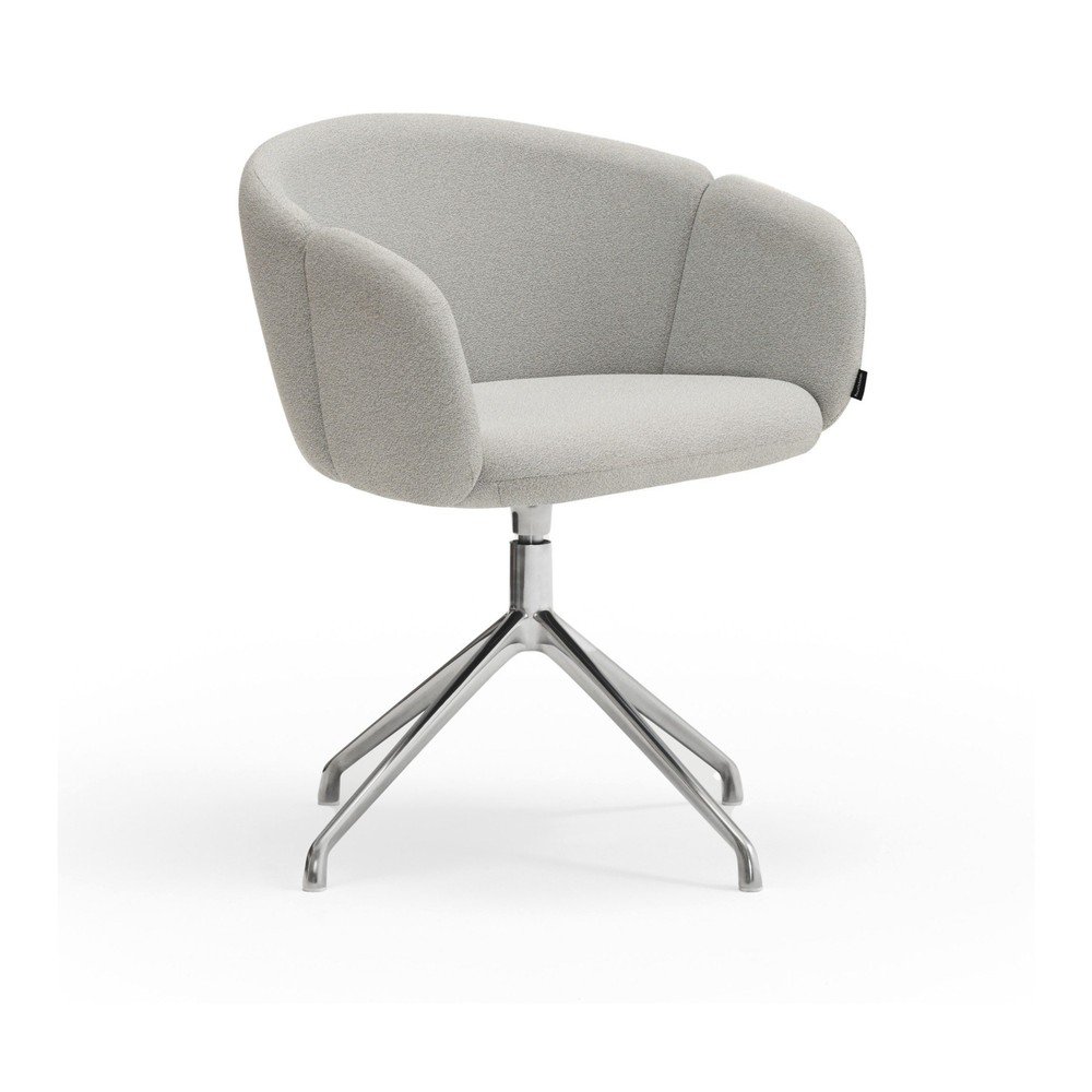 Scaun de living gri deschis cu cotiere tapițat Add – Teulat