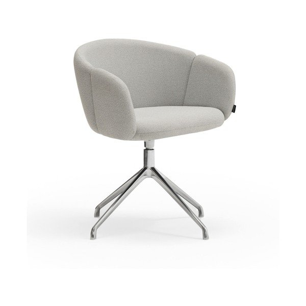 Scaun de living gri deschis cu cotiere tapițat Add – Teulat
