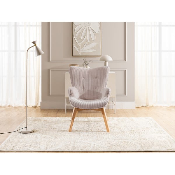 Fotoliu roz deschis cu tapițerie din catifea reiată Niko – Ropez-image-1