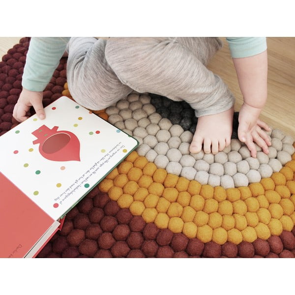 Covor cu bile din lână, pentru camera copiilor Wooldot Ball Rugs Rainbow Red-image-4