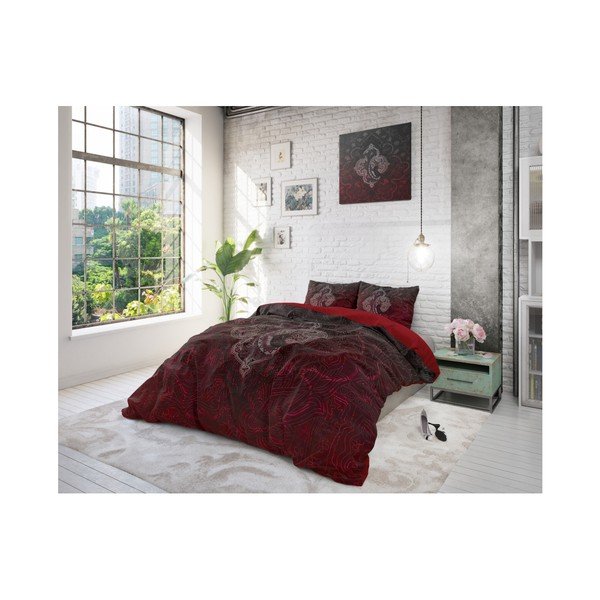  Lenjerie de pat din micropercal Sleeptime Modern Paisley, 140 x 220 cm, roșu-negru-image-4