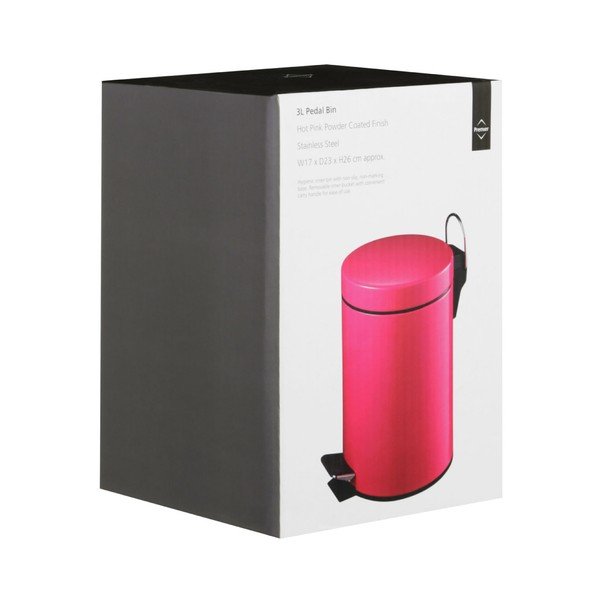 Coș de gunoi cu pedală Premier Housewares, 3 l, roz-image-1