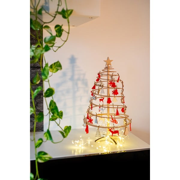 Brad de Crăciun decorativ din lemn Spira Mini, înălțime 42 cm-image-3