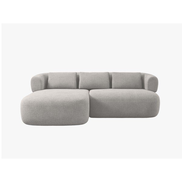 Colțar gri deschis cu tapițerie din țesătură bouclé (cu colț pe partea stângă/cu șezlong) Jenny – Micadoni -image-2